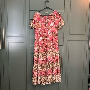 Free people size medium sheer floral dress with embroidery